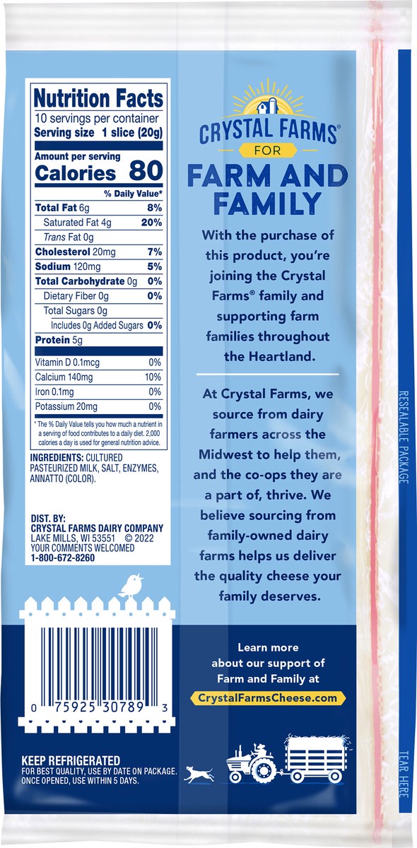 slide 4 of 4, Crystal Farms Marble Jack Sliced Cheese, 7 oz, 10 count, 10 ct