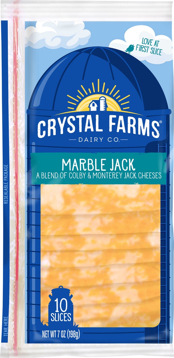 slide 2 of 4, Crystal Farms Marble Jack Sliced Cheese, 7 oz, 10 count, 10 ct