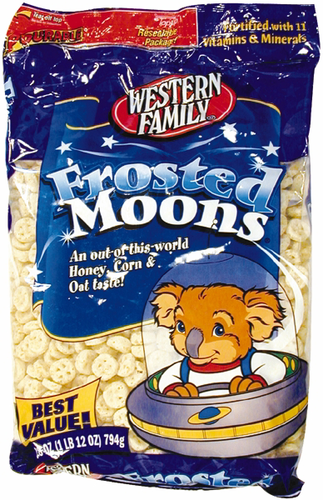 slide 1 of 1, Western Family Frosted Moons Cereal, 28 oz