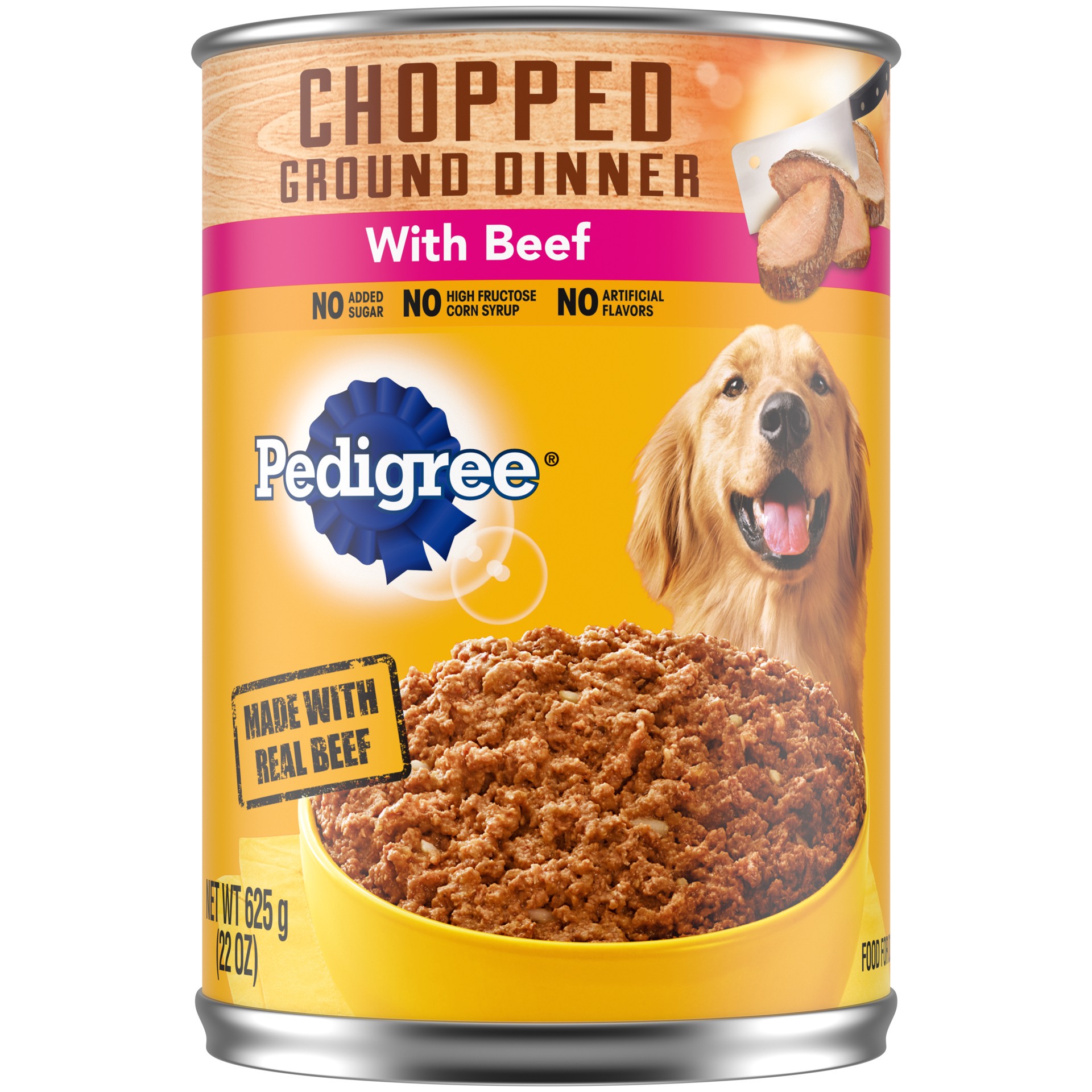 slide 1 of 5, Pedigree Chopped Ground Dinner with Beef Dog Food, 22 oz