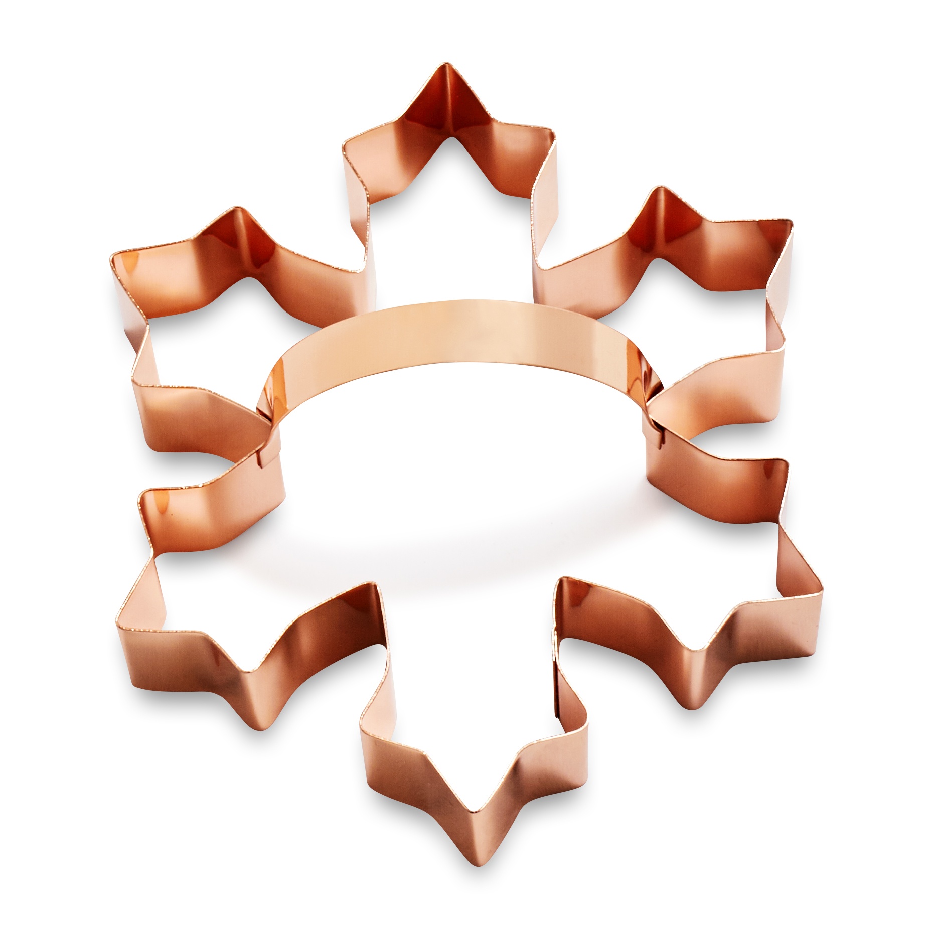 slide 1 of 1, Sur La Table Copper-Plated Snowflake Cookie Cutter with Handle, 4.5 in