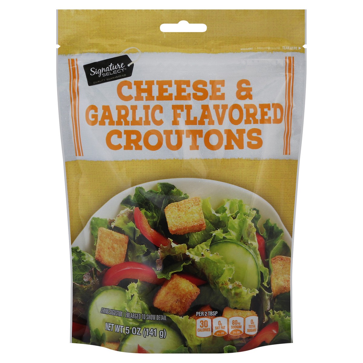 slide 1 of 9, Signature Select Cheese & Garlic Flavored Croutons 5 oz, 5 oz