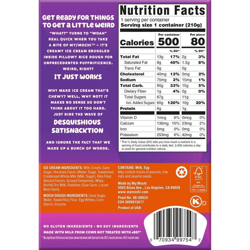 slide 3 of 6, My/Mochi Horchata Ice Cream - 6pk, 6 ct