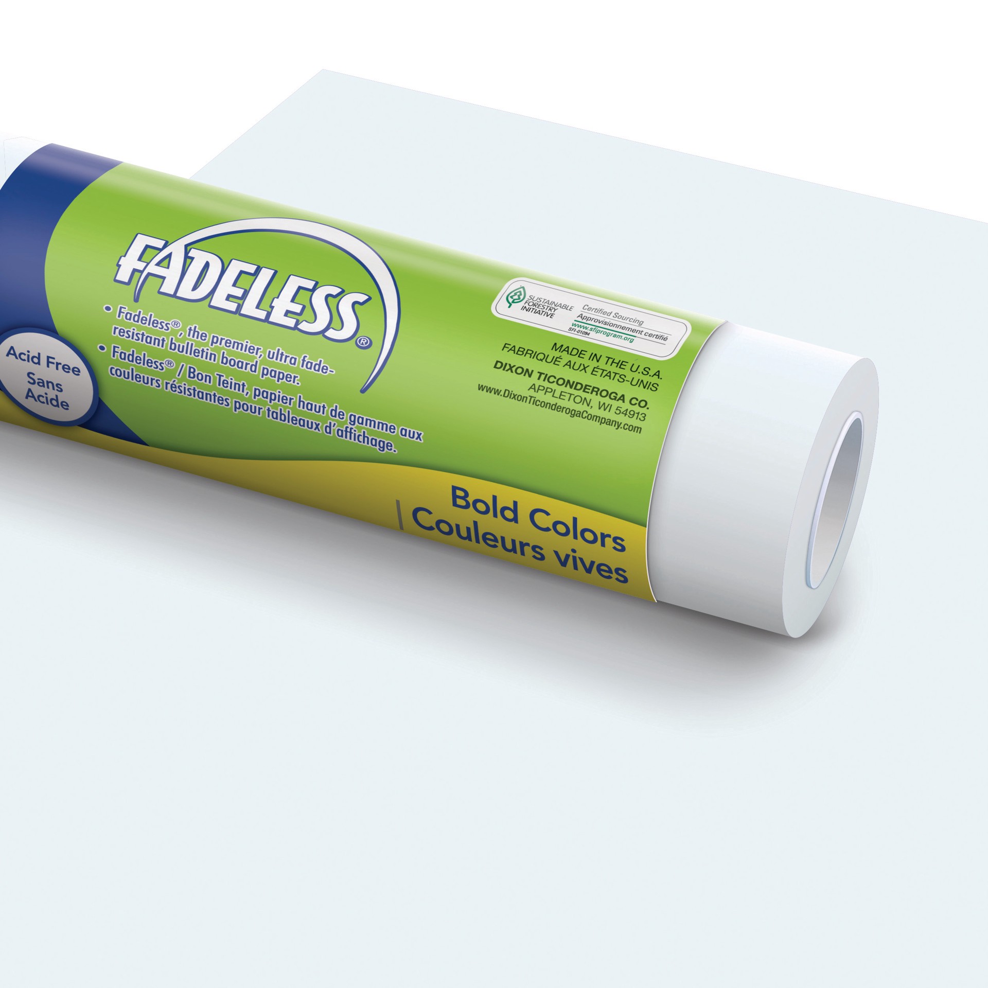 slide 1 of 1, Fadeless Bulletin Board Paper, Fade-Resistant Paper for Classroom Decor, 48â x 12â, White, 1 Roll, White, 48" x 12', 1 Roll, 1 pc