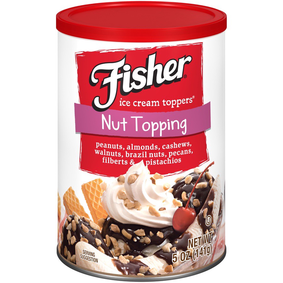 slide 1 of 16, Fisher Ice Cream Toppers Nut Topping 5 oz. Canister, 5 oz