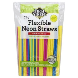 First Street Neon Flex Straws