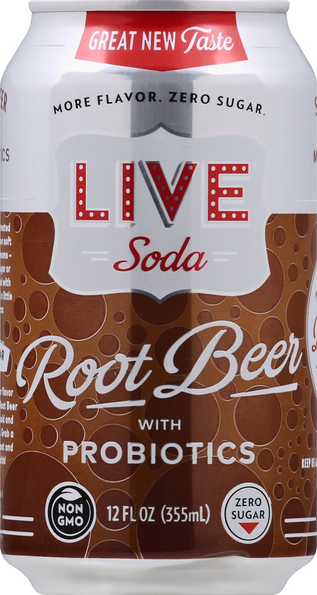 slide 13 of 13, Live Soda Root Beer with Probiotics Zero Sugar, 6 ct; 12 fl oz