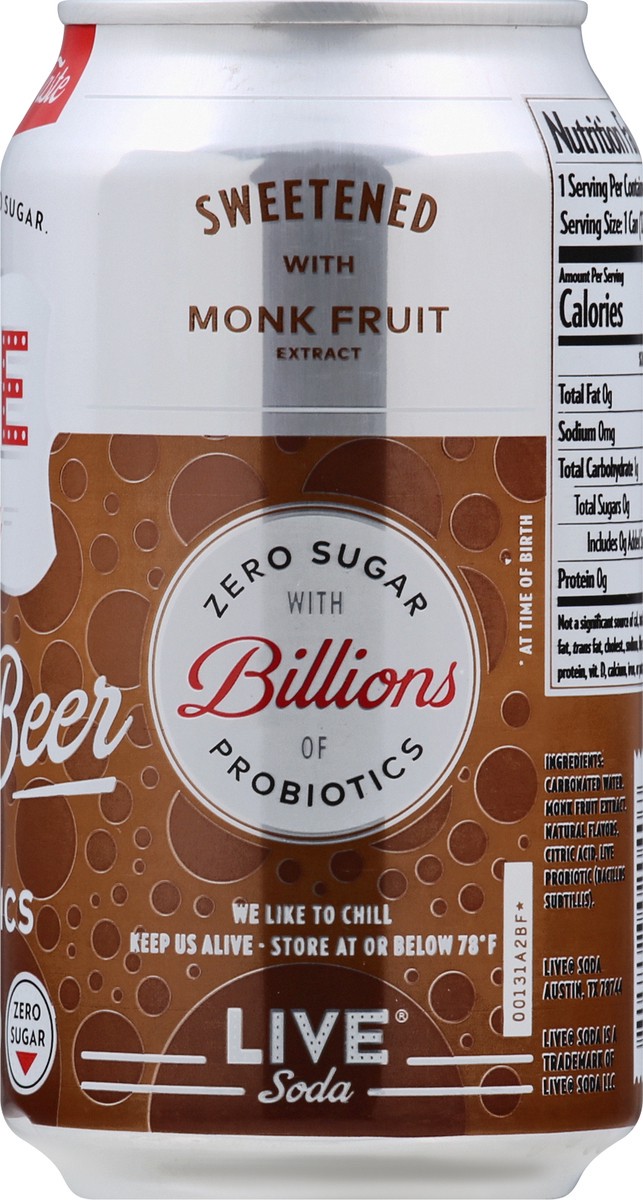 slide 11 of 13, Live Soda Root Beer with Probiotics Zero Sugar, 6 ct; 12 fl oz