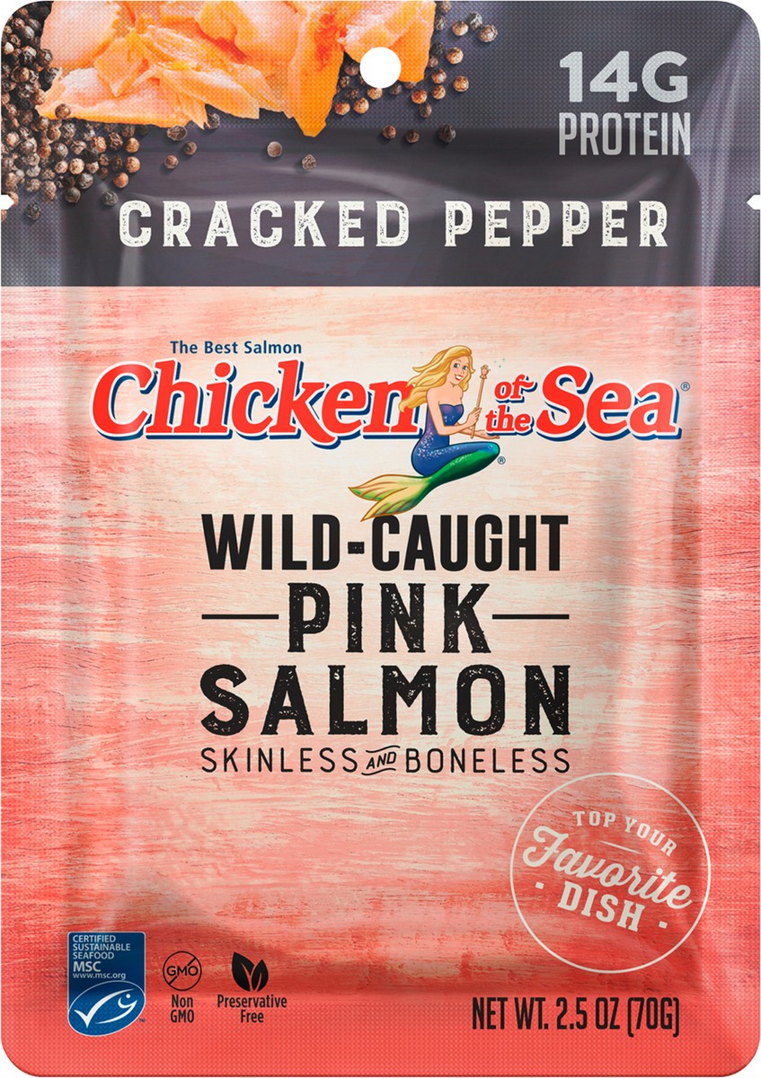 slide 3 of 3, Chicken of the Sea Wild Caught Skinless and Boneless Cracked Pepper Pink Salmon 2.5 oz, 2.5 oz