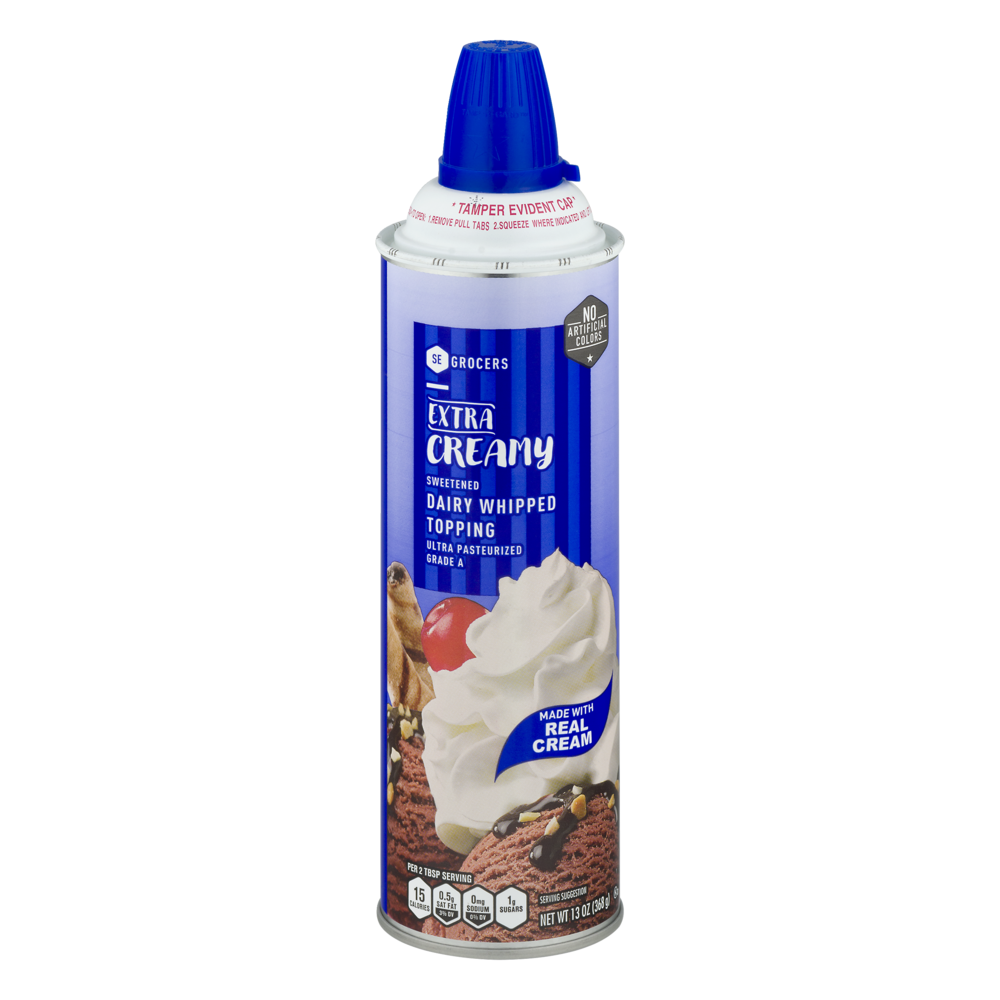 slide 1 of 1, SE Grocers Sweetened Dairy Whipped Topping Extra Creamy, 13 oz