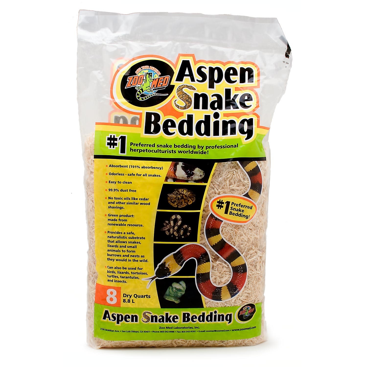 slide 1 of 1, Zoo Med Aspen Snake Bedding, 8 qt