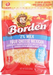 Borden 2% Milk Four Cheese Mexican Shredded Cheese 8 oz