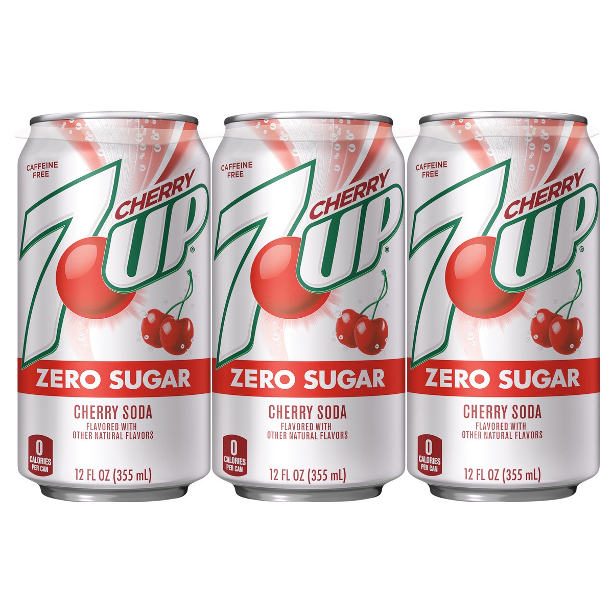 slide 2 of 8, 7UP Cherry Zero Sugar Soda, 12 fl oz cans, 6 pack, 6 ct