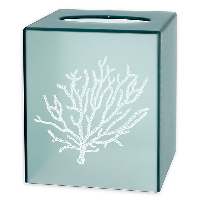 slide 1 of 1, Saturday Knight Coral Reef Boutique Tissue Box Cover - Aqua, 1 ct