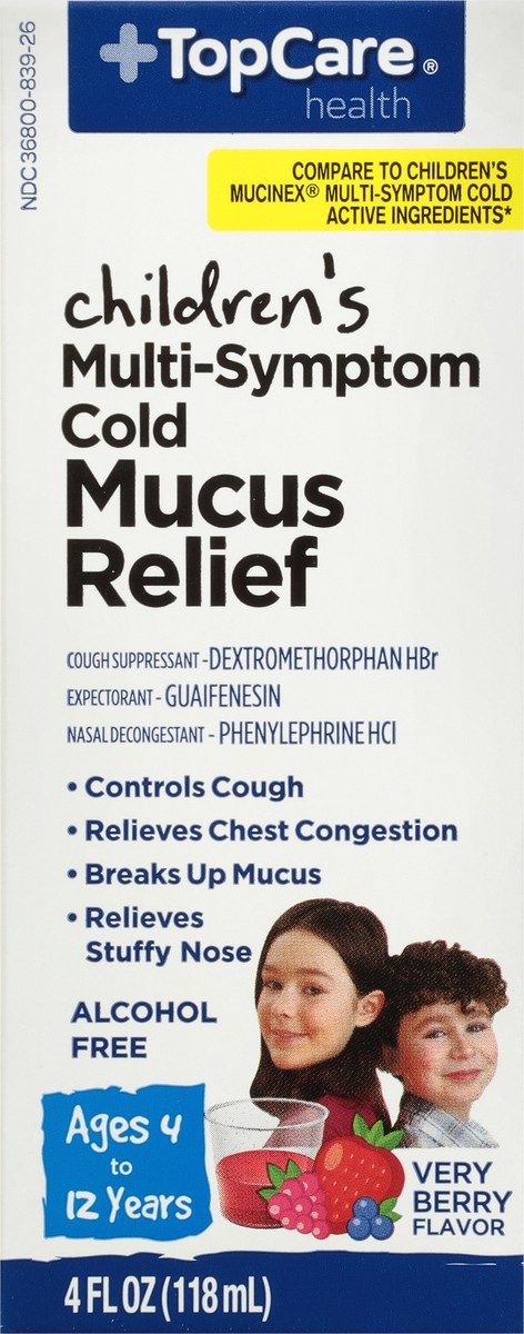 slide 9 of 14, TopCare Health Children's Multi-Symptom Cold Very Berry Flavor Mucus Relief 4 fl oz, 4 fl oz