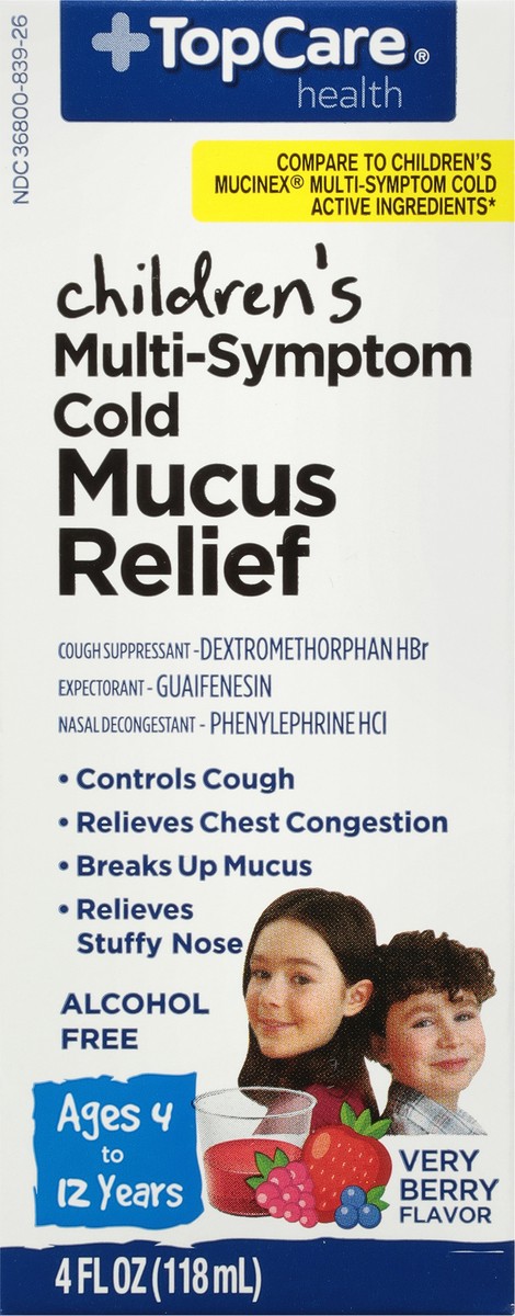 slide 8 of 14, TopCare Health Children's Multi-Symptom Cold Very Berry Flavor Mucus Relief 4 fl oz, 4 fl oz