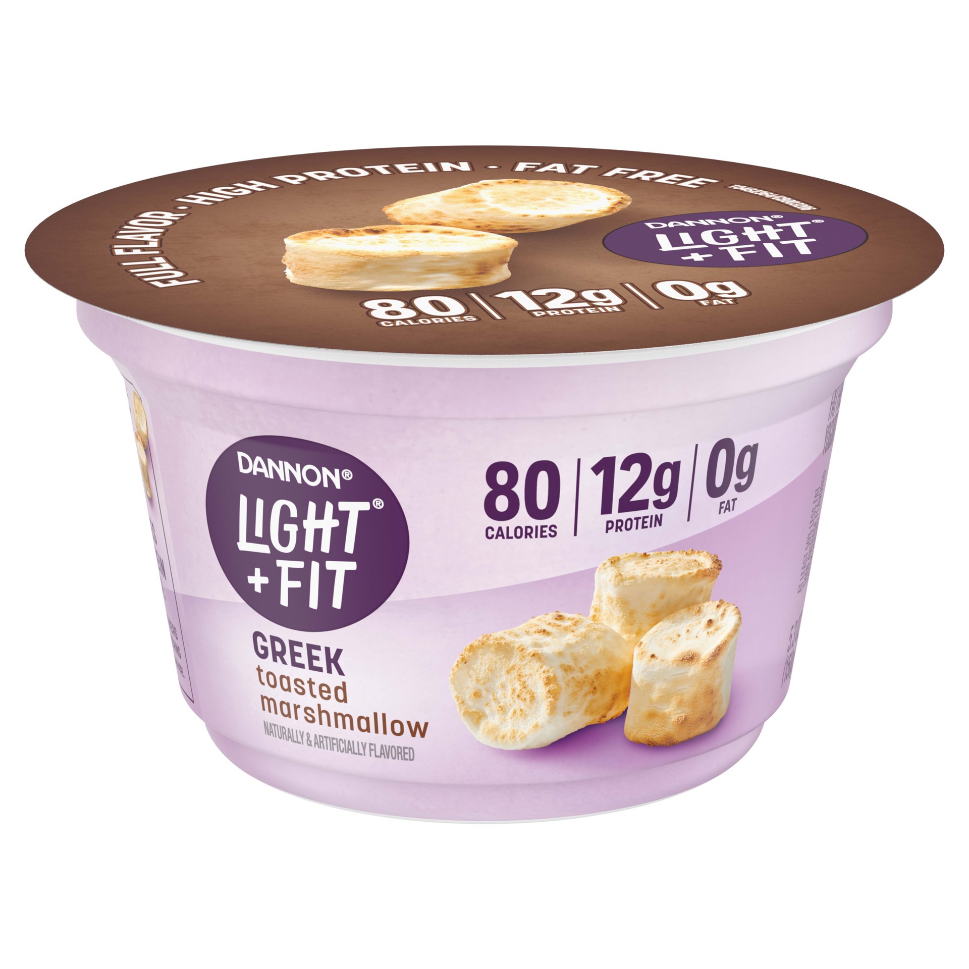 slide 5 of 5, Light + Fit Dannon Light + Fit Toasted Marshmallow Greek Nonfat Yogurt, Creamy and Delicious Gluten Free Yogurt, 5.3 OZ Yogurt Cup, 5.3 oz