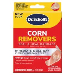 Dr. Scholl's CORN REMOVERS Seal & Heal Bandage with Hydrogel Technology, 6 ct // Removes Corns Fast And Provides Cushioning Protection Against Shoe Pressure And Friction For All-Day Pain Relief