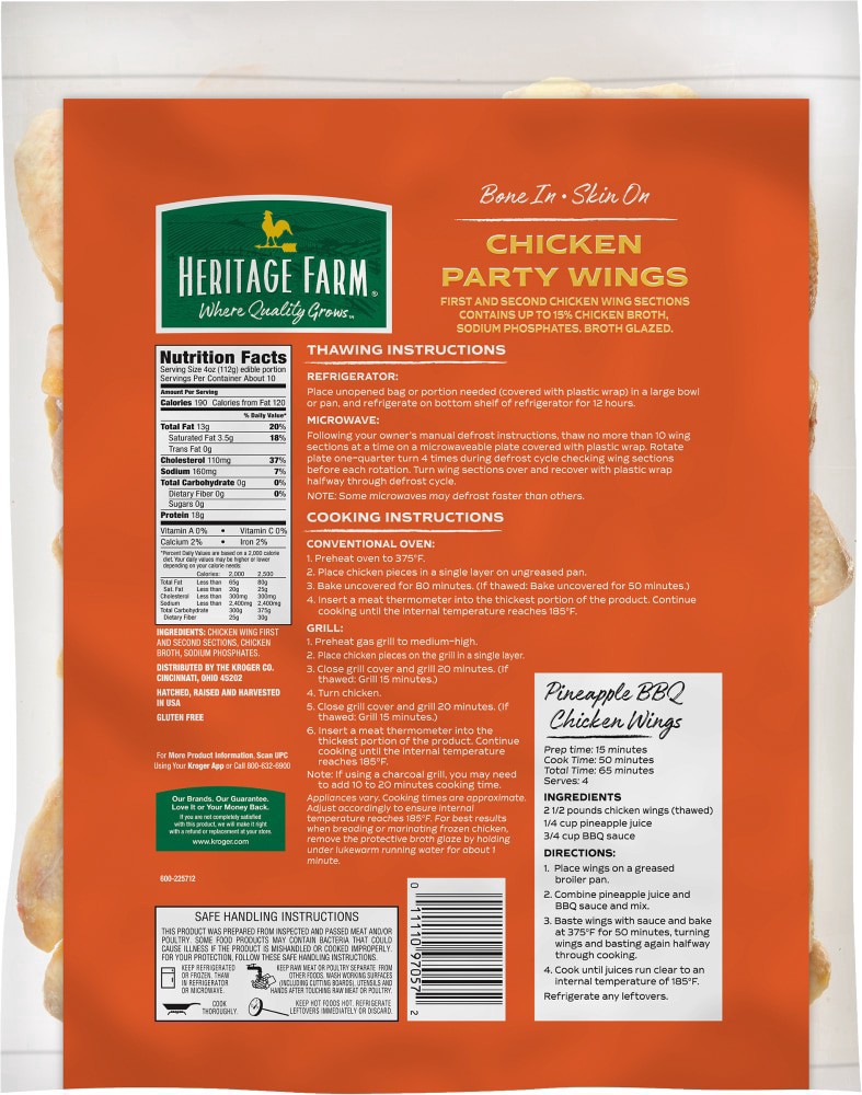 slide 2 of 2, Heritage Farm Bone In Skin On Chicken Party Wings, 64 oz
