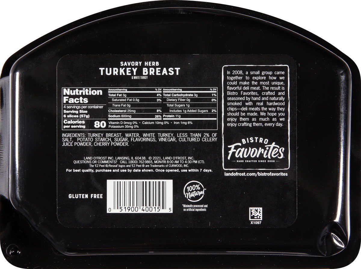 slide 4 of 9, Land O' Frost Bistro Favorites Savory Herb Turkey Breast 8 oz, 8 oz