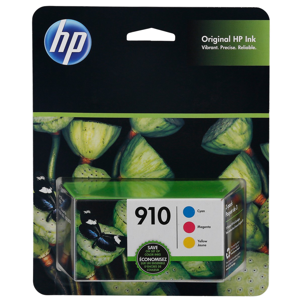 slide 2 of 4, HP 3-Pack 910 Cyan/Magenta/Yellow Jaune Original Ink Cartridges 1 ea, 1 ct