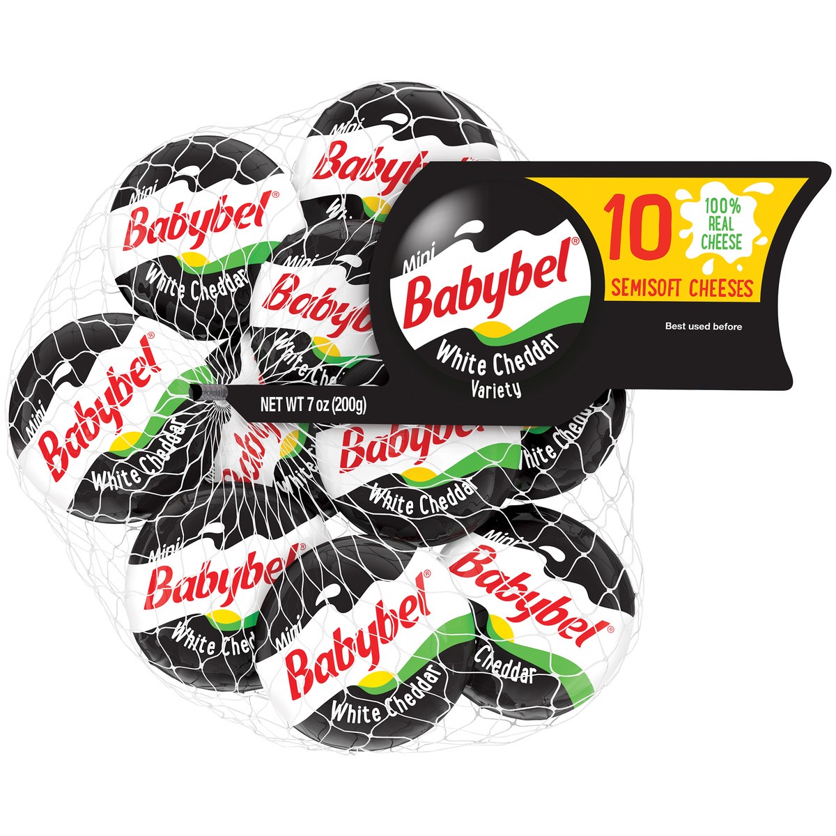 slide 1 of 9, Babybel Mini White Cheddar Semisoft Cheeses, 10 ct; 7.5 oz