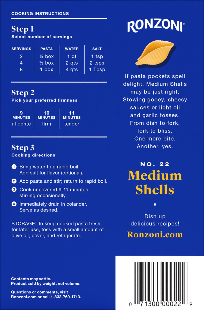 slide 2 of 9, Ronzoni Medium Shells, 1 lb