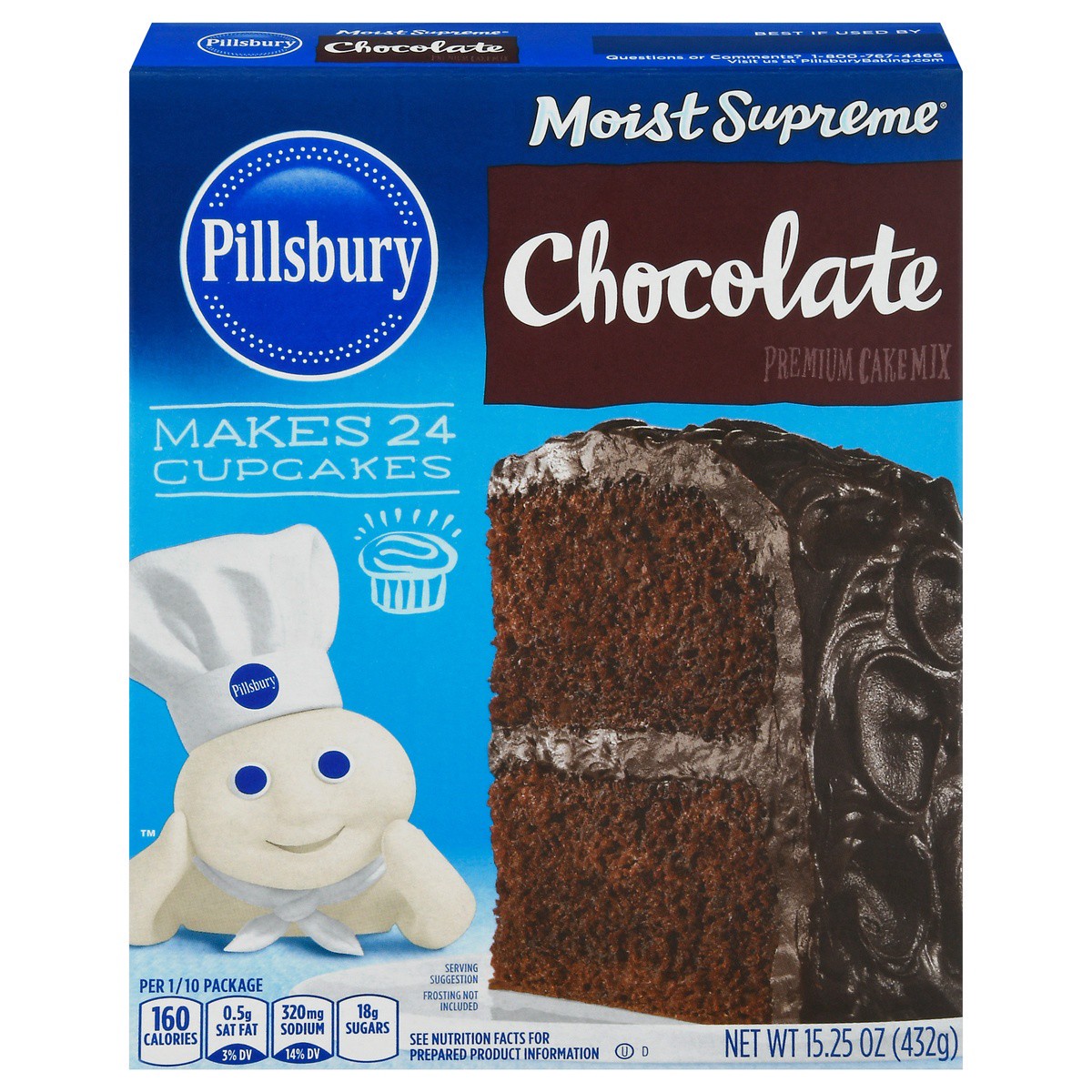 slide 1 of 14, Pillsbury Moist Supreme Chocolate Cake Mix, 15.25 oz Box, 15.25 oz