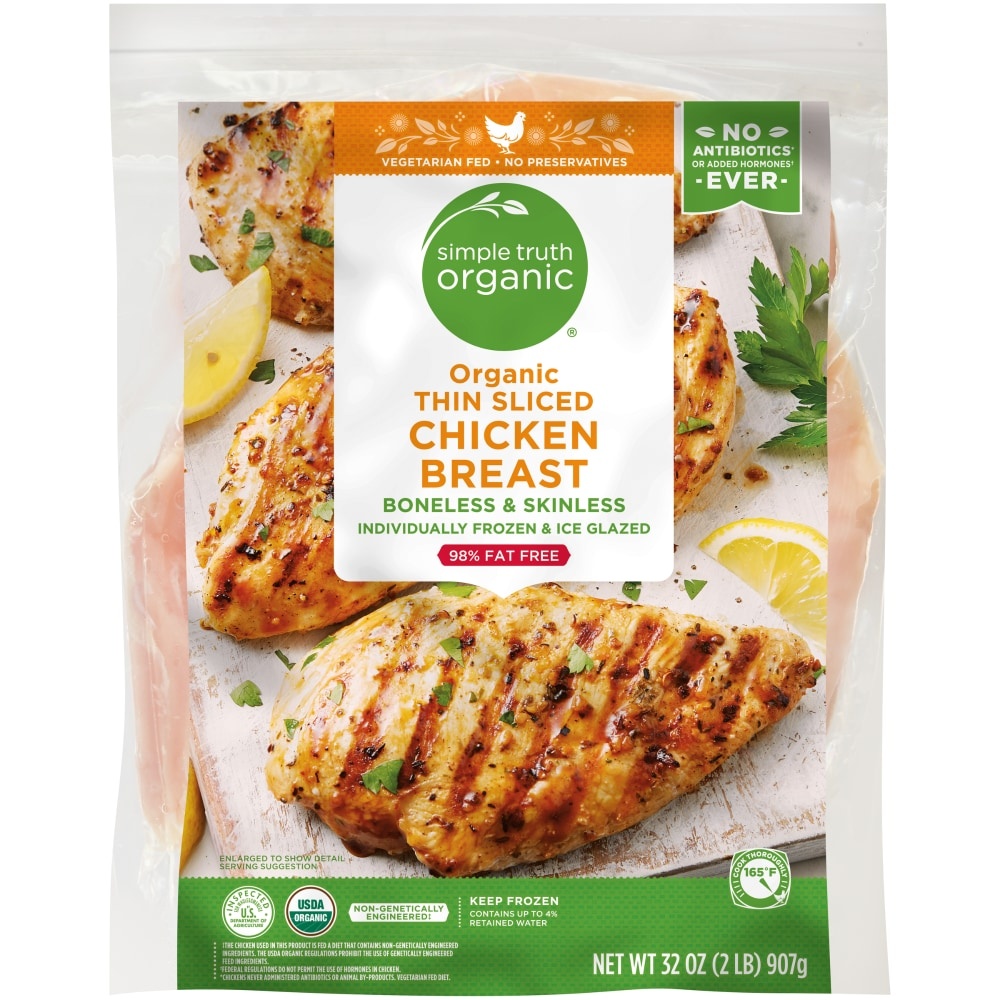 slide 1 of 1, Simple Truth Organic Thin Sliced Chicken Breasts, 32 oz