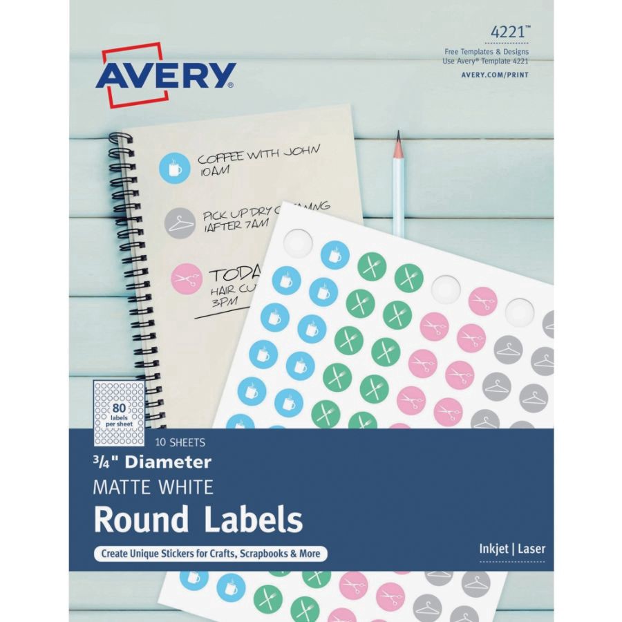 slide 2 of 2, Avery Matte White Print-to-the-Edge Round Labels- Pack of 800, 800 ct