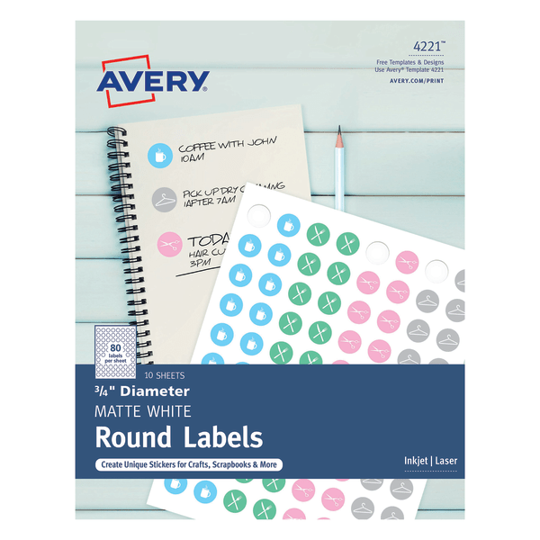slide 1 of 2, Avery Matte White Print-to-the-Edge Round Labels- Pack of 800, 800 ct