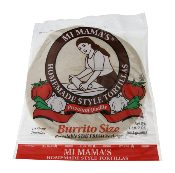 slide 1 of 1, Mi Mama's Homemade Style Tortillas Burrito Size, 10 ct