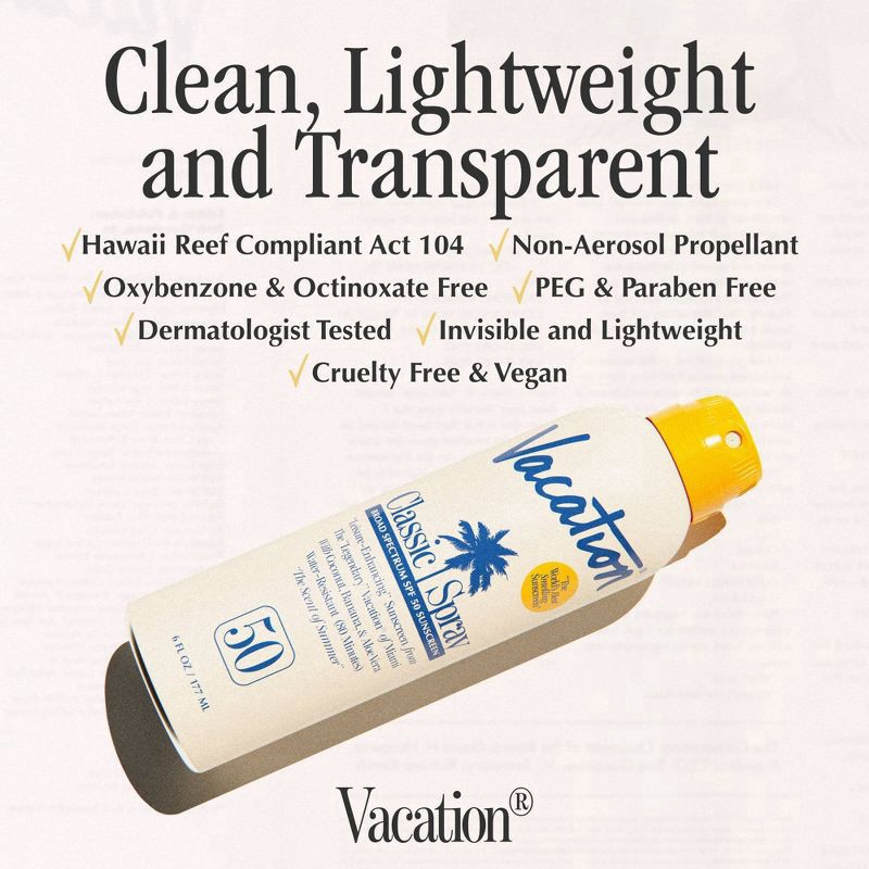 slide 9 of 9, Vacation Classic Sunscreen Spray - SPF 50 - 6 fl oz, 6 fl oz