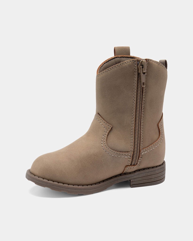 slide 3 of 6, Carter's Toddler Girl Butterfly Stitch Cowgirl Boots - Brown Brown 8, 1 ct