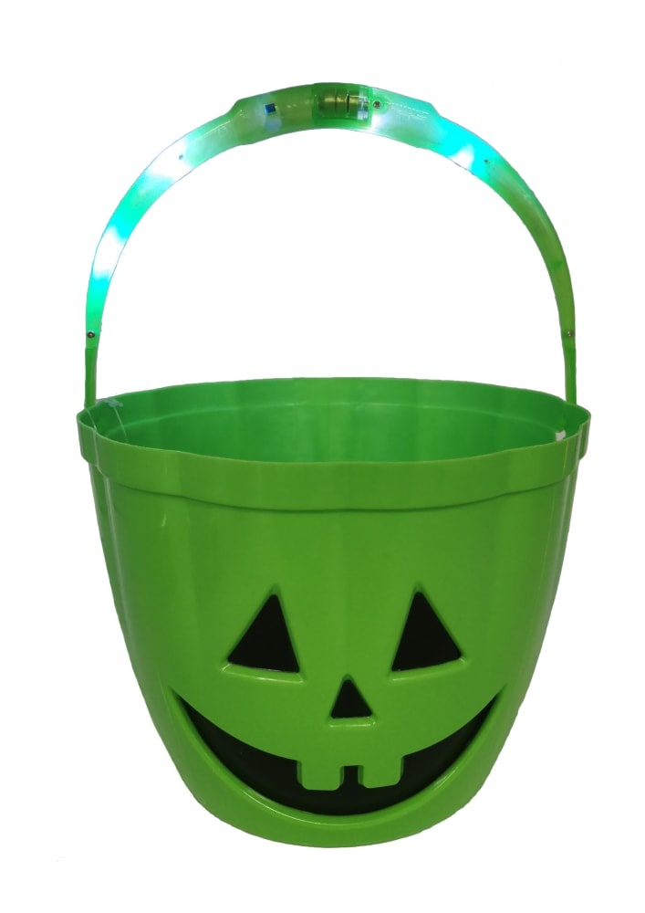 slide 1 of 1, Holiday Home Led Treat Bucket - Green, 9 in