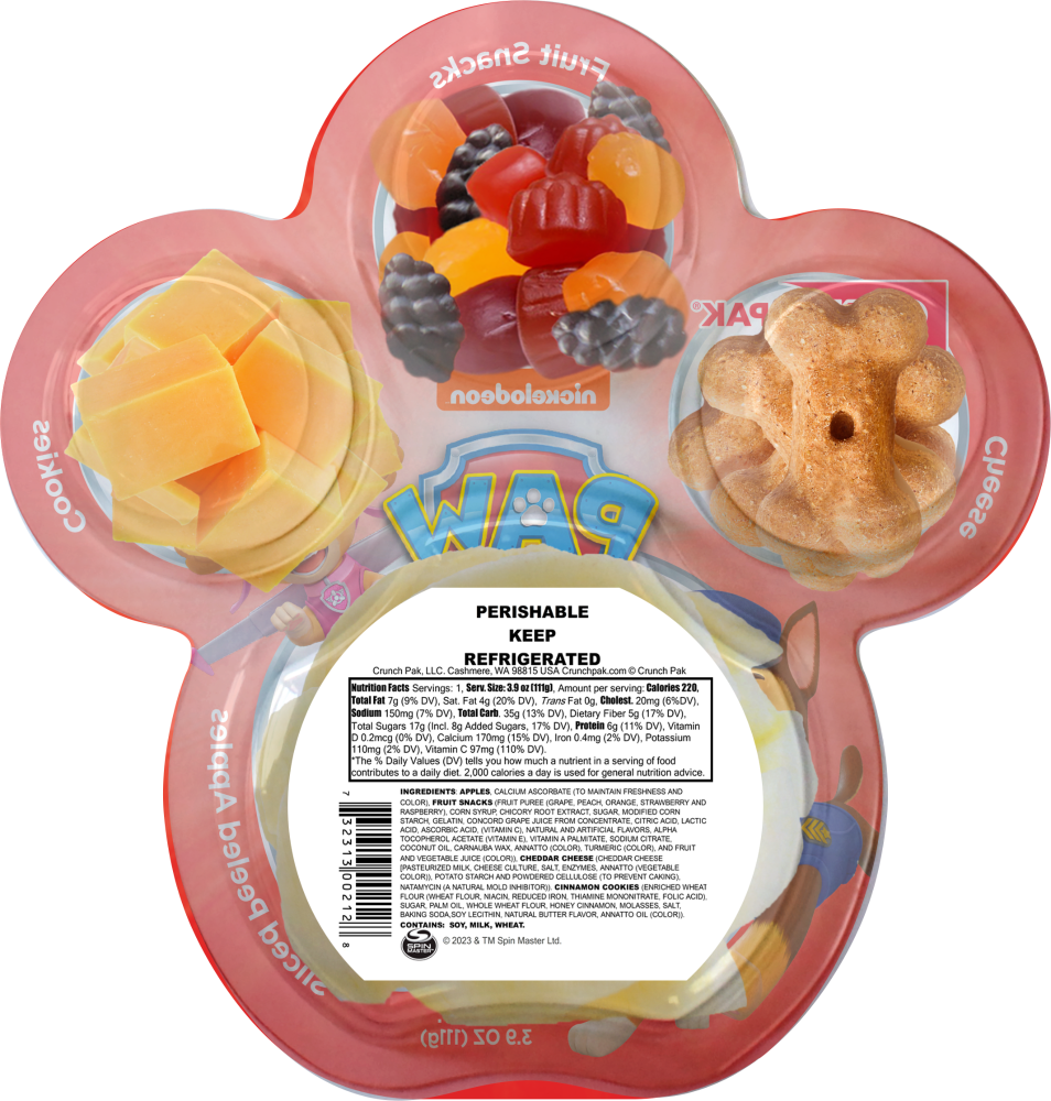 slide 4 of 4, Crunch Pak Paw Patrol Cheese, Fruit Snacks, Cookies & Sliced Peeled Apples 3.9 oz, 3.9 oz