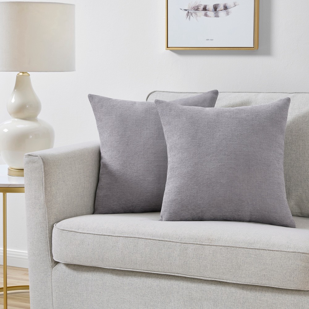 slide 3 of 4, Everyday Living Textured Woven Decorative Pillow - 2 Pack Dark Gray, 18 in x 18 in