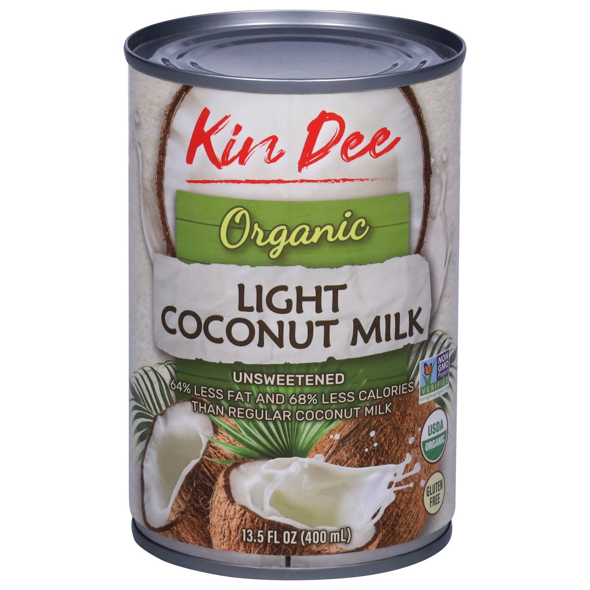 slide 2 of 4, Kin Dee Organic Unsweetened Light Coconut Milk 13.5 fl oz, 13.5 fl oz