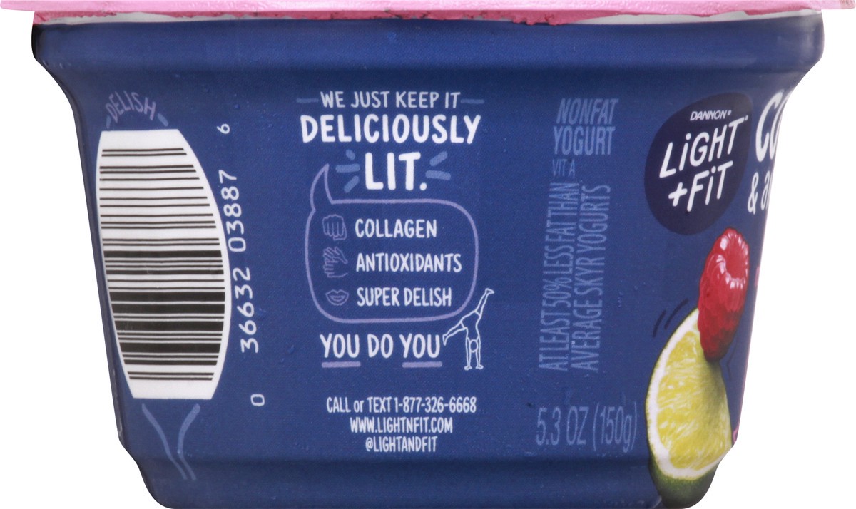 slide 9 of 10, Light + Fit Dannon Light + Fit Icelandic Style Nonfat Yogurt with Collagen & Antioxidants, Raspberry Lime, 5.3oz, 5.3 oz