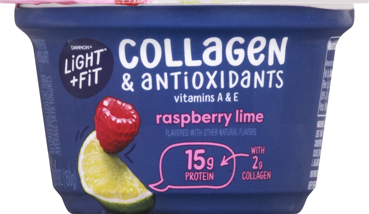 slide 5 of 10, Light + Fit Dannon Light + Fit Icelandic Style Nonfat Yogurt with Collagen & Antioxidants, Raspberry Lime, 5.3oz, 5.3 oz