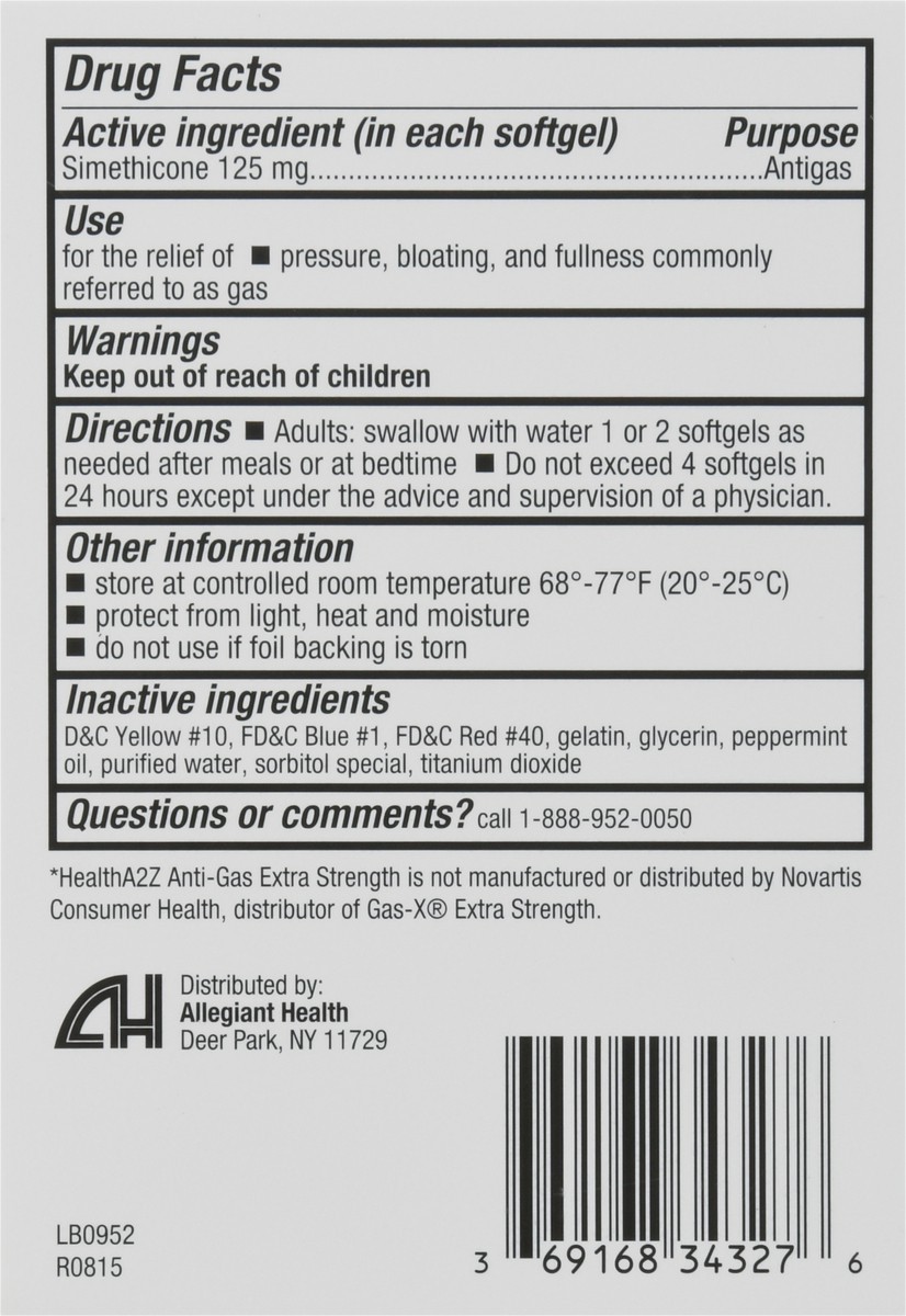 slide 12 of 13, HealthA2Z Softgels 125 mg Extra Strength Anti-Gas 15 ea, 15 ct