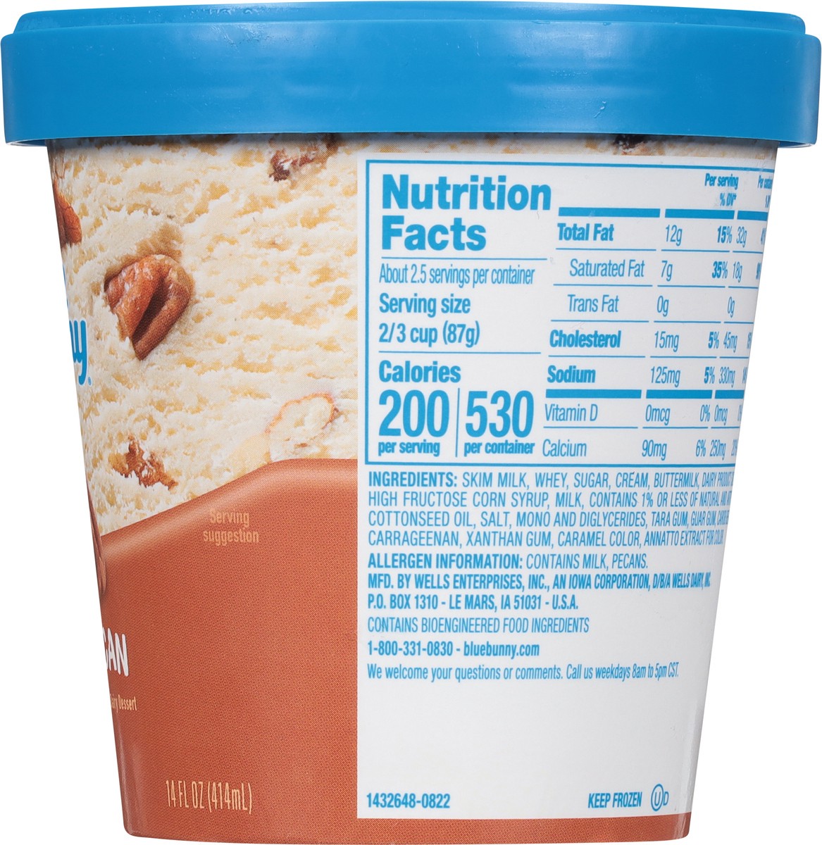 slide 4 of 9, Blue Bunny Butter Pecan Frozen Dessert, 14 fl oz, 14 oz