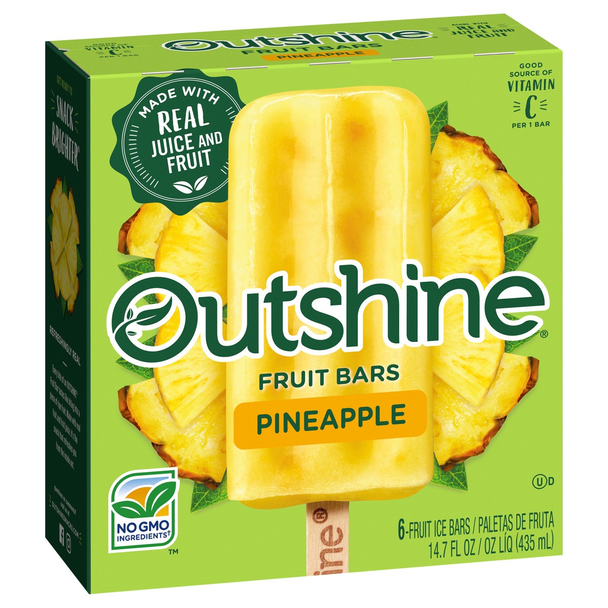 slide 2 of 9, Outshine Pineapple Fruit Bars 6 ea, 6 ct