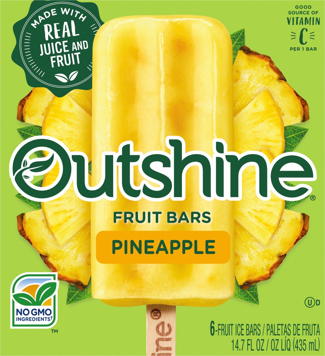 slide 6 of 9, Outshine Pineapple Fruit Bars 6 ea, 6 ct