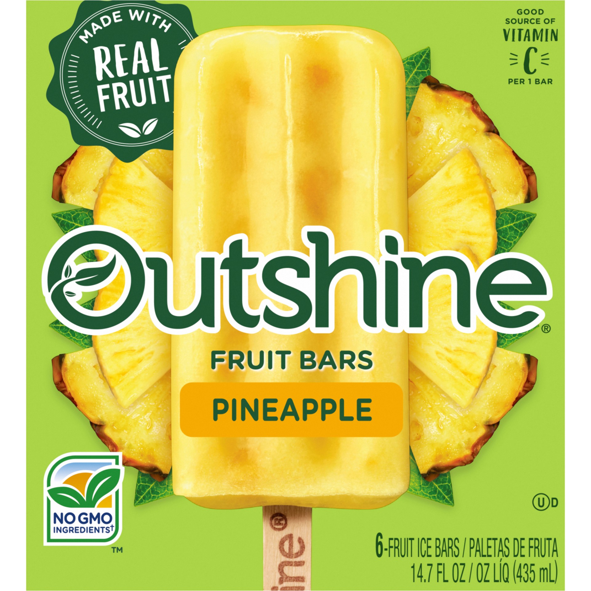 slide 1 of 9, Outshine Pineapple Fruit Bars 6 ea, 6 ct