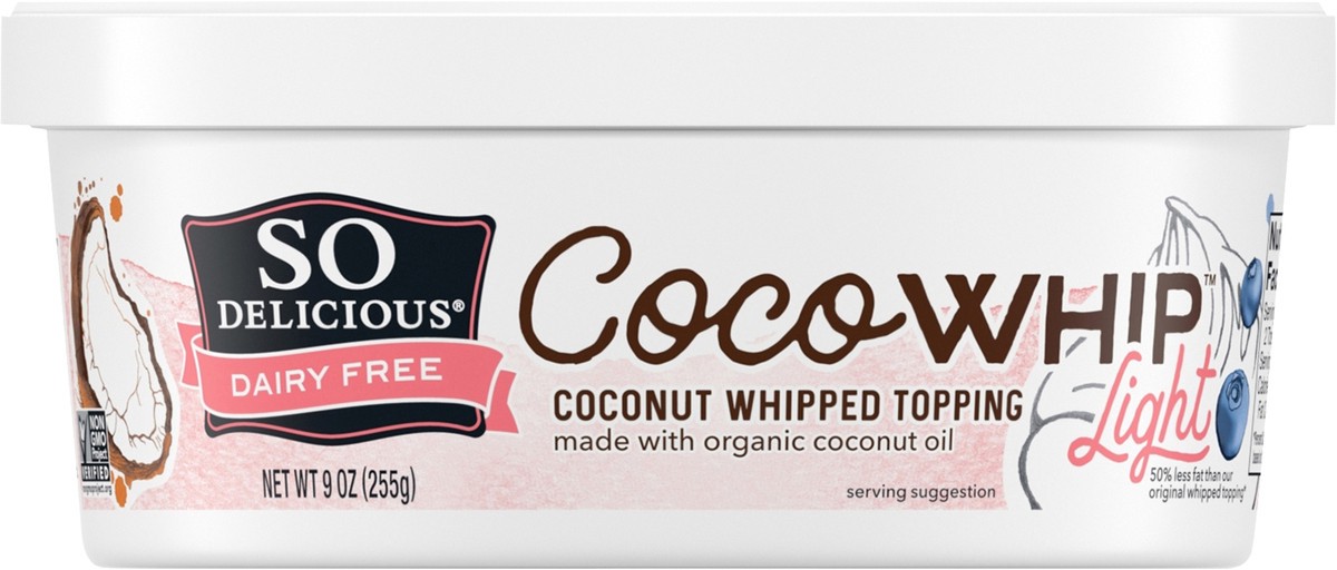 slide 8 of 13, So Delicious Cocowhip Coconut Whipped Topping, Light, Dairy Free, Vegan, Non-GMO, Kosher, 9 OZ Tub, 9 oz