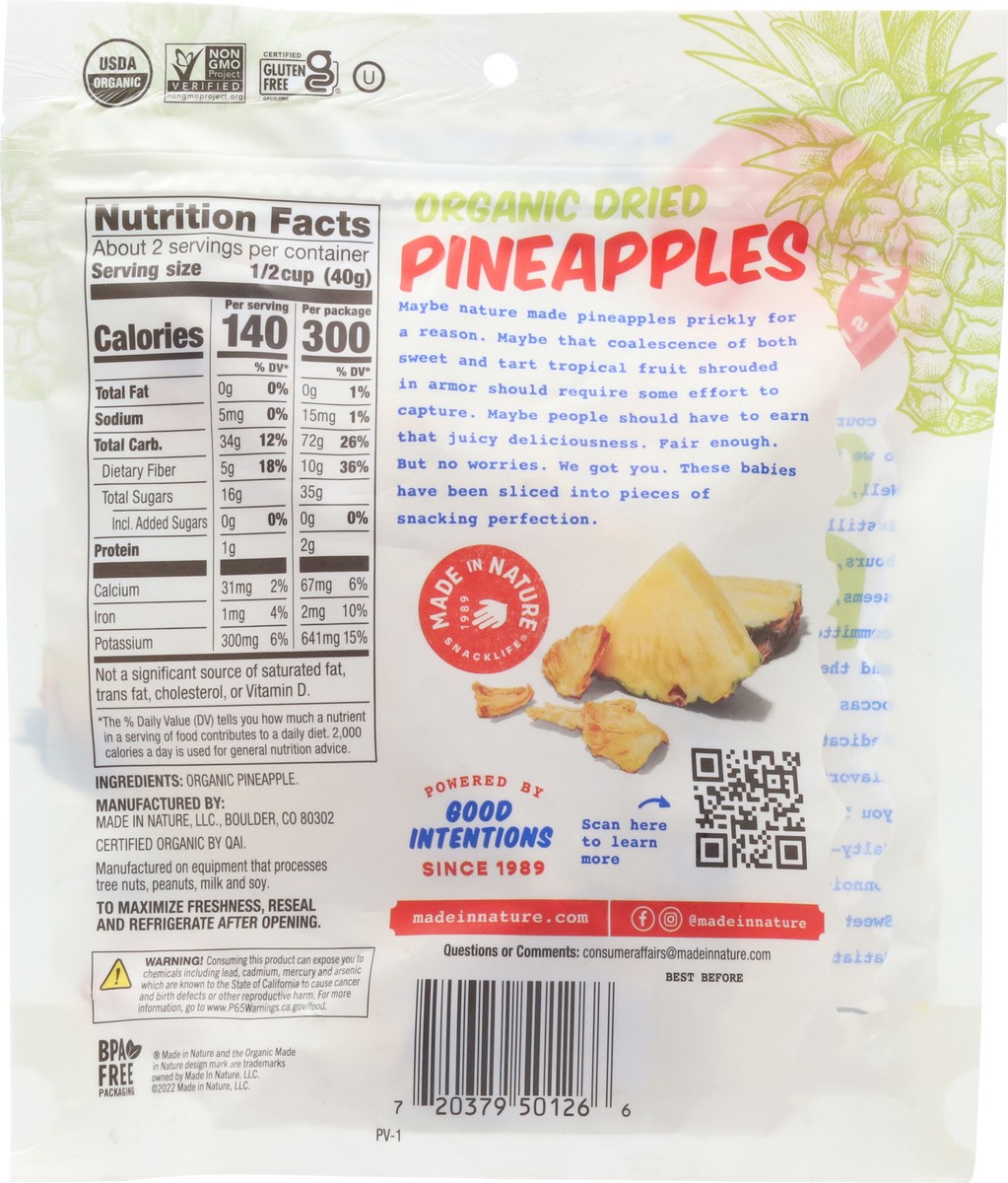 slide 5 of 9, Made in Nature Dried Organic Pineapples 3 oz, 3 oz
