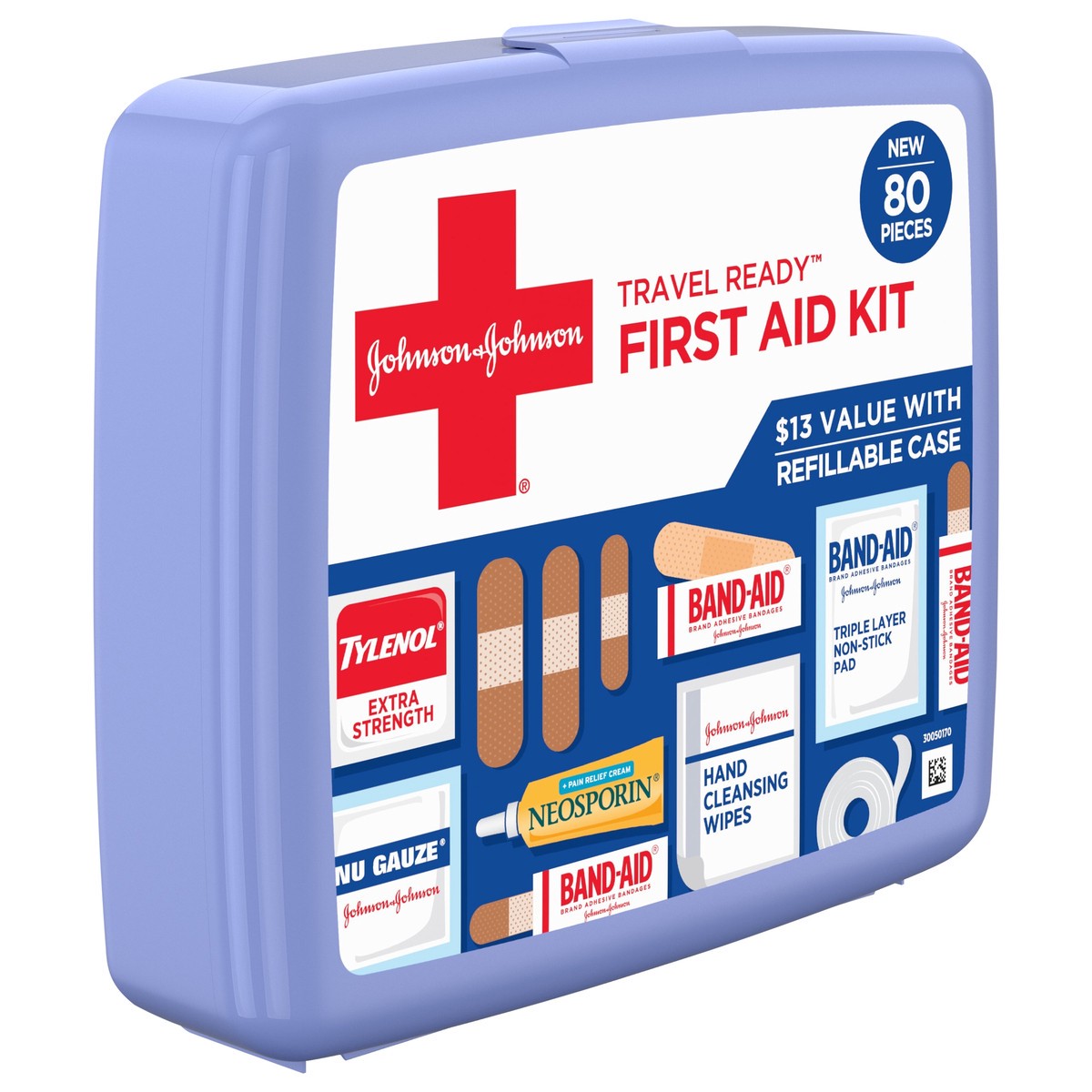 slide 7 of 7, Johnson & Johnson Travel Ready First Aid Kit, 80 Pieces, 1 ct