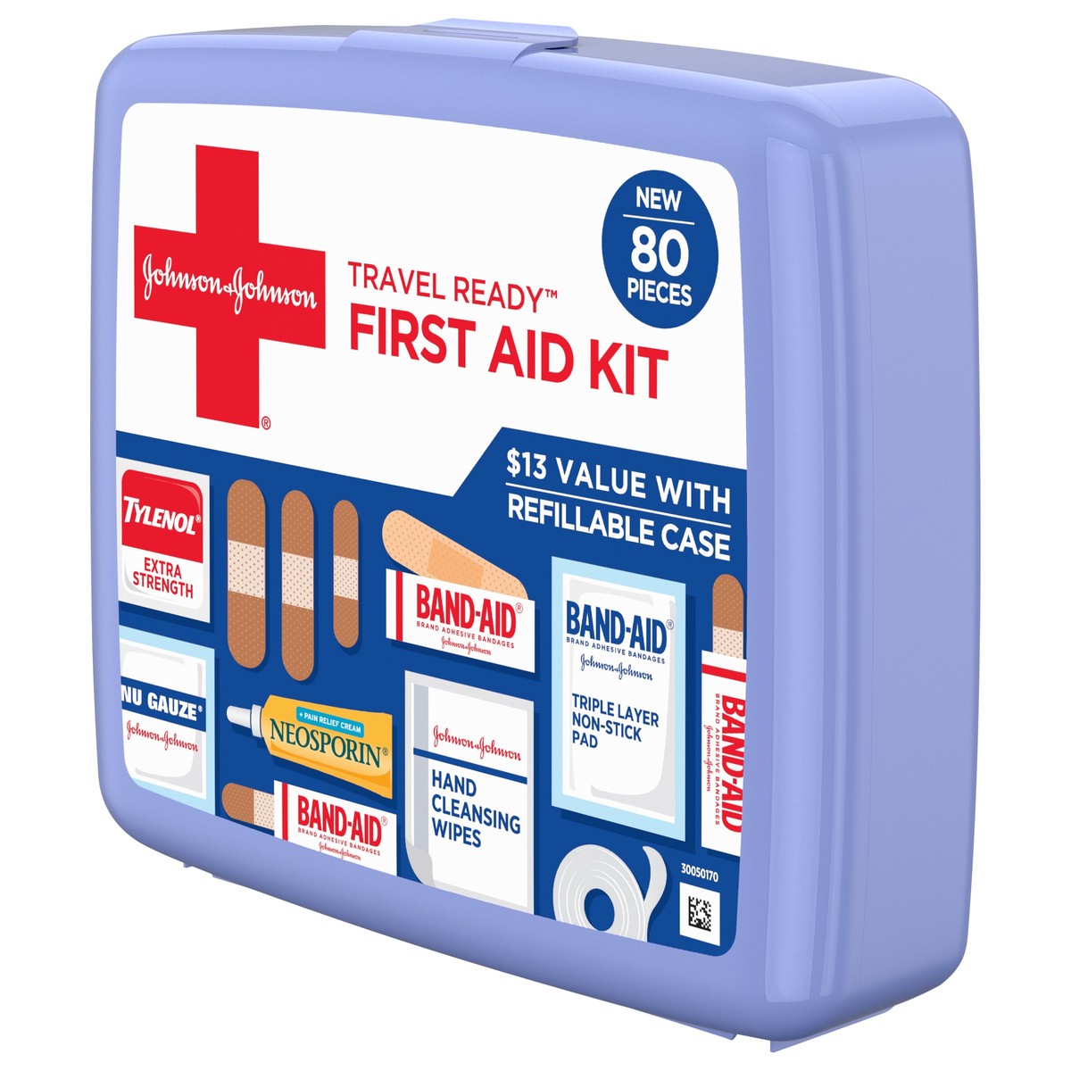 slide 5 of 7, Johnson & Johnson Travel Ready First Aid Kit, 80 Pieces, 1 ct