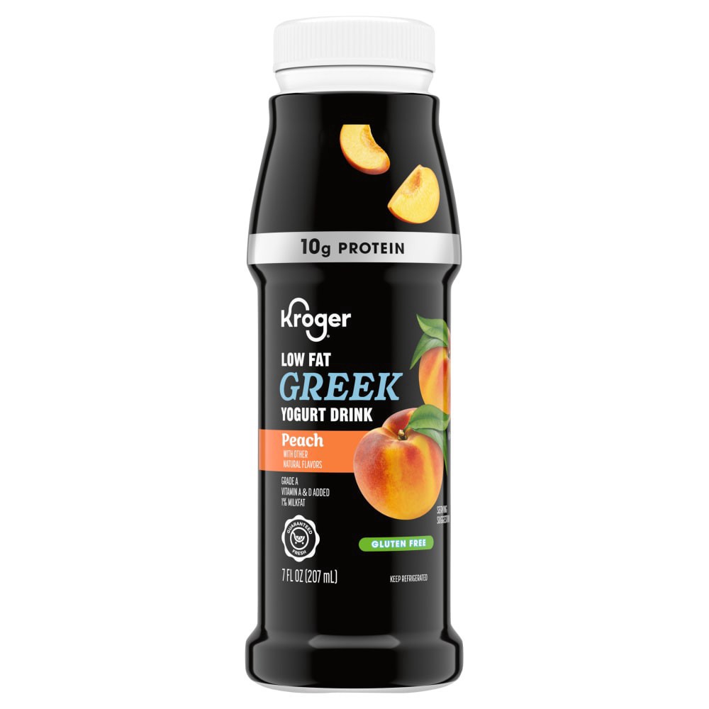 slide 1 of 1, Kroger® Low Fat Peach Greek Yogurt Drink, 7 fl oz